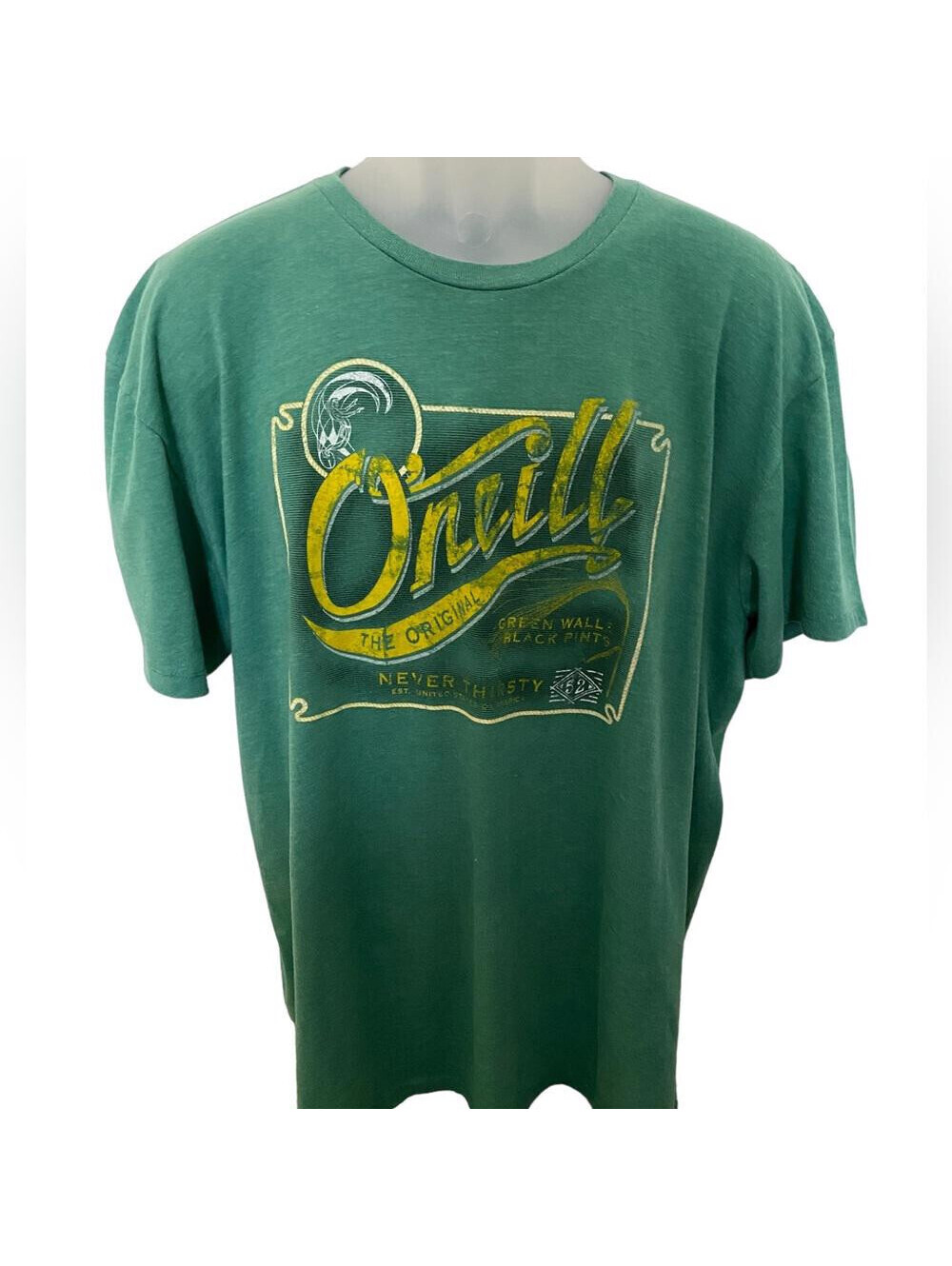 O’NEILL “Green Wall, Black Pints - Never Thirsty” Graphic Tee Men XL